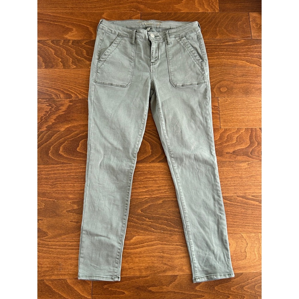 Seven7 Utility Ankle Skinny Pants Agave Green‎ Size 8 Olive Knit Denim - Picture 2 of 9